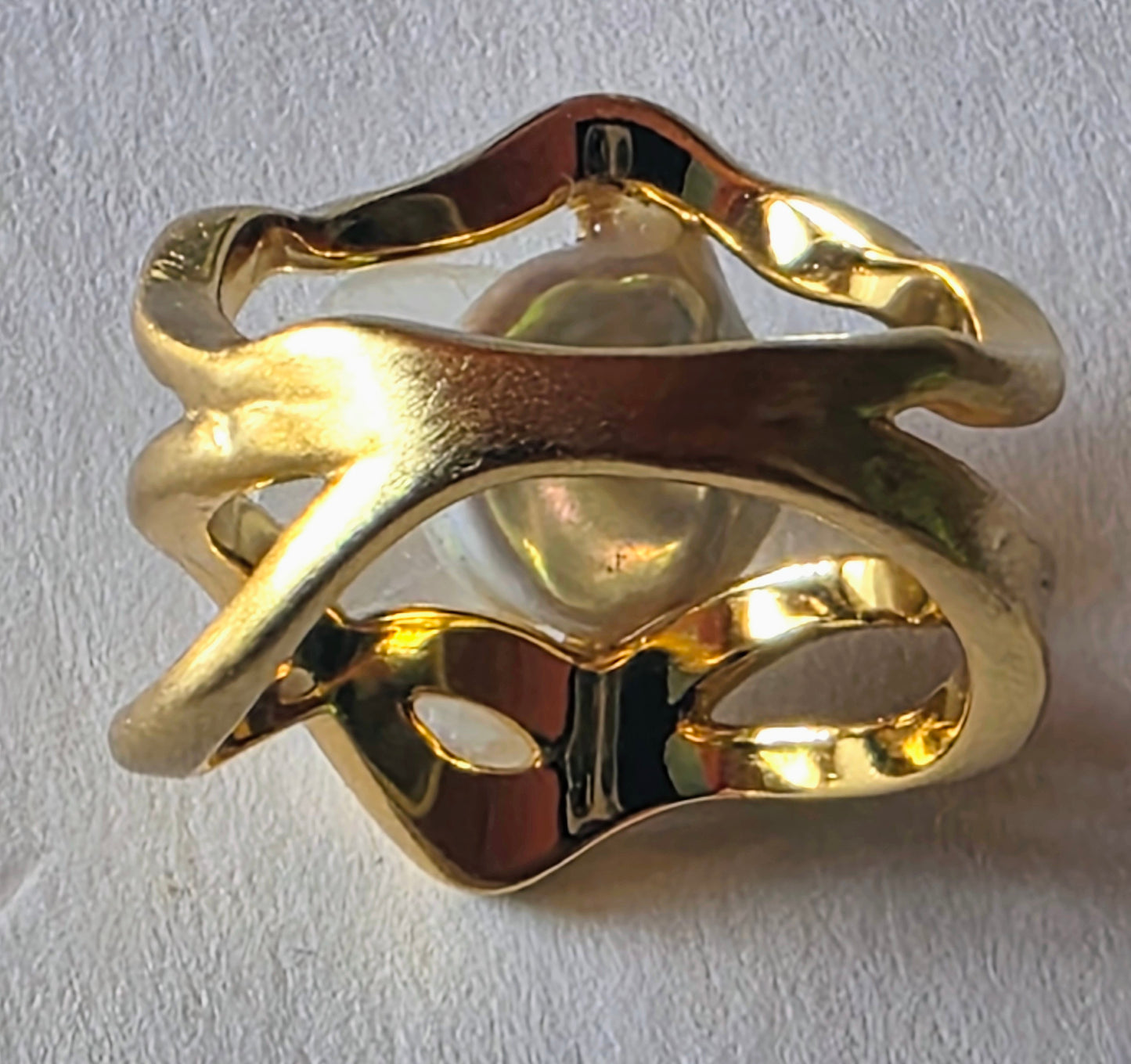 Sterling Silver 18K Gold Vermeil Baroque Pearl Ring