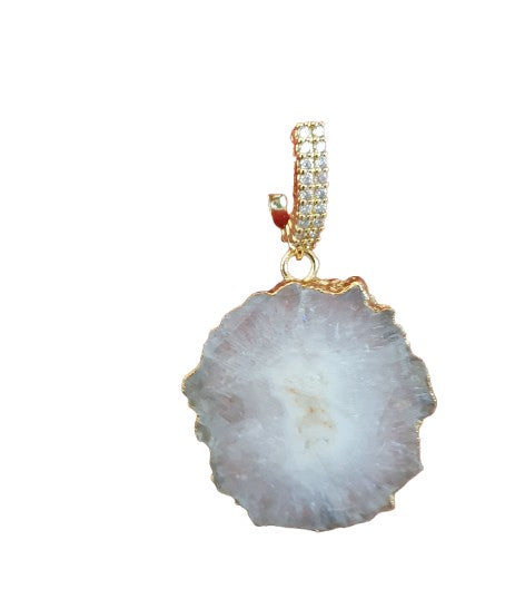 Natural White Quartz with 18k Gold plated drop earrings