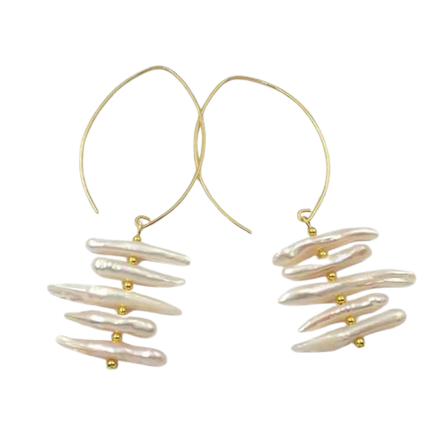 18K Gold Plated drop Pearl earrings