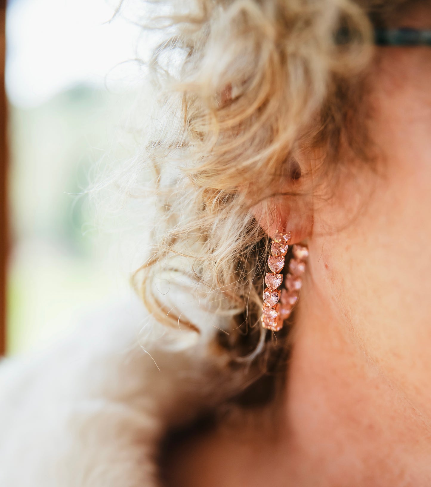 Cubic Zirconia pink hoops