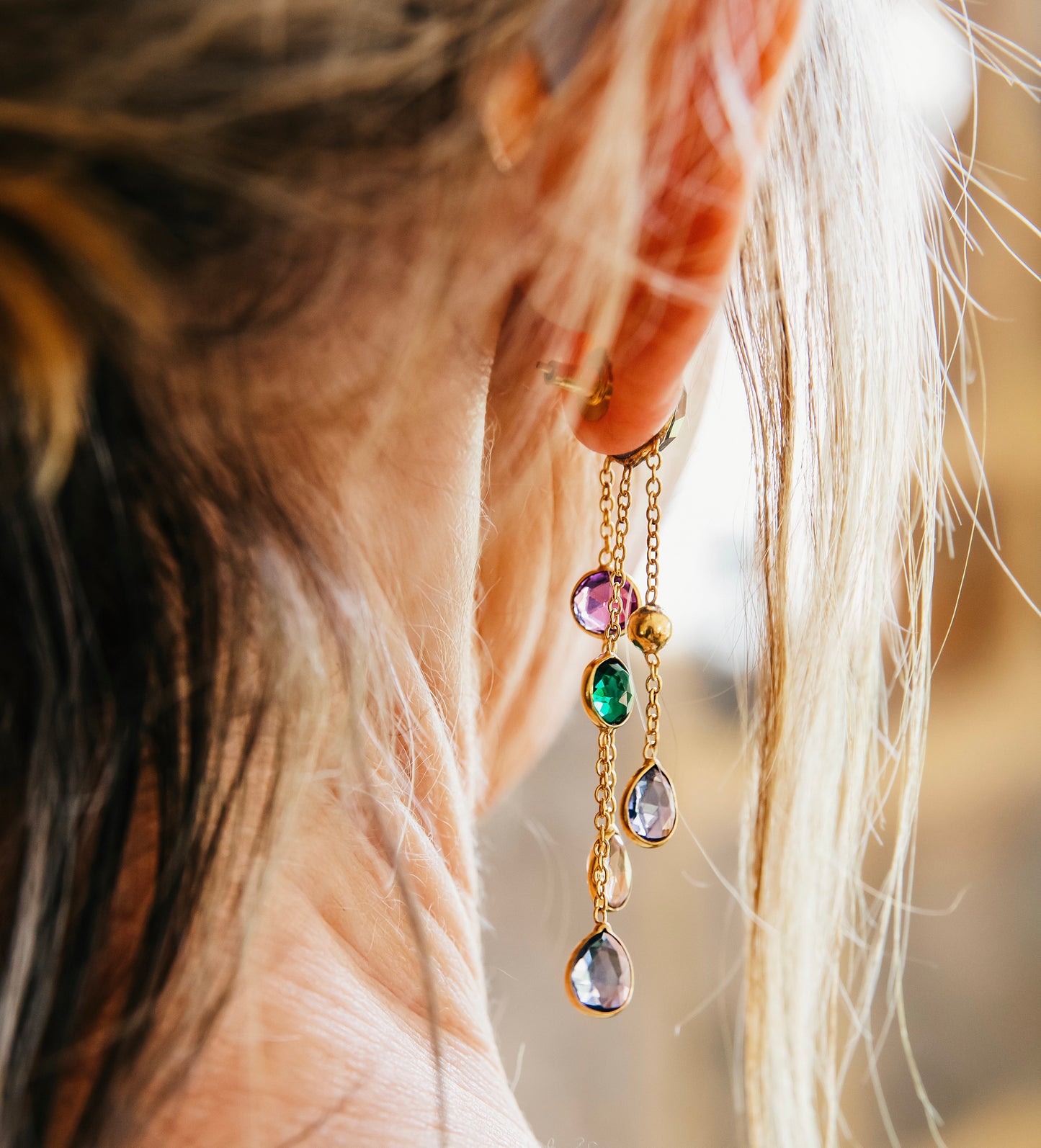 Smokey Topaz chain drops.