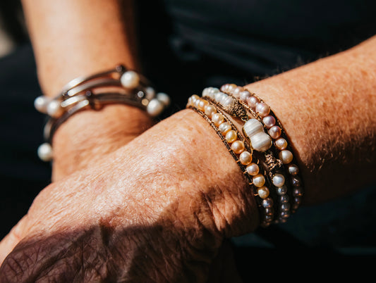 Baroque and seed Pearl wrist wrap