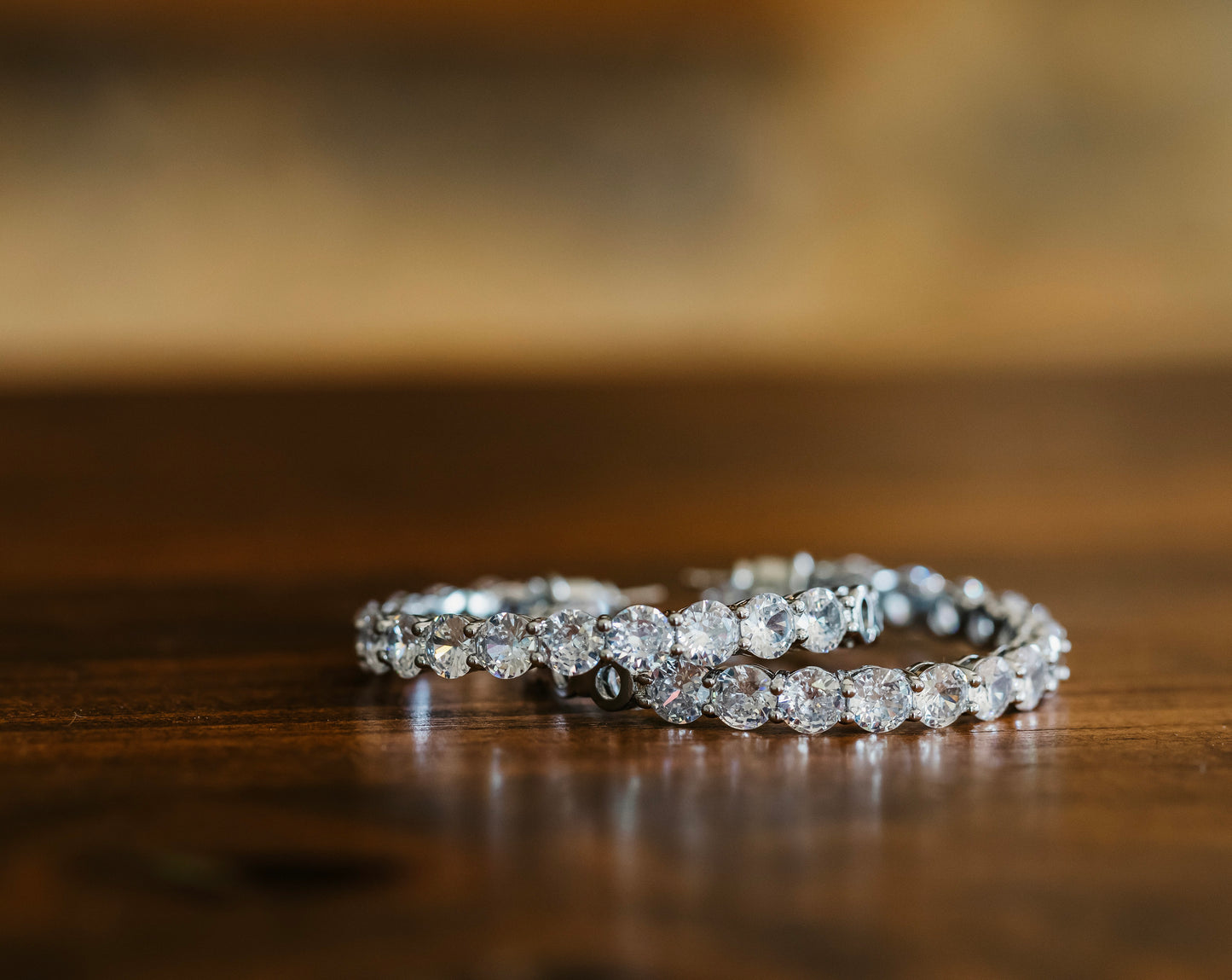 Cubic Zirconia stainless steel hoops