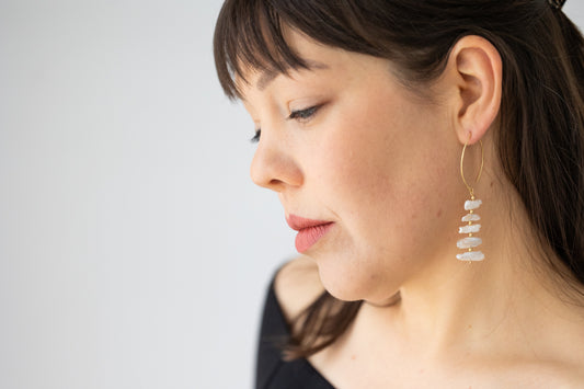 18K Gold Plated drop Pearl earrings