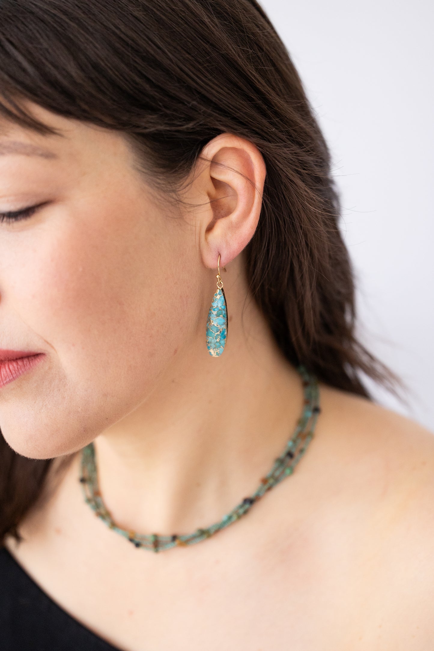Turquoise and 18k Gold plated drop earrings