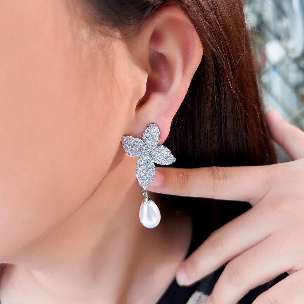 Clip-on Cubic Zirconia and Stainless Steel earrings