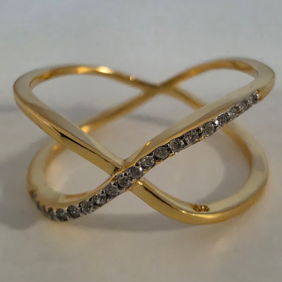 Sterling Silver 18K Gold Vermeil Lab Diamonds Ring