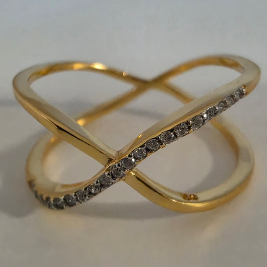 Sterling Silver 18K Gold Vermeil Lab Diamonds Ring