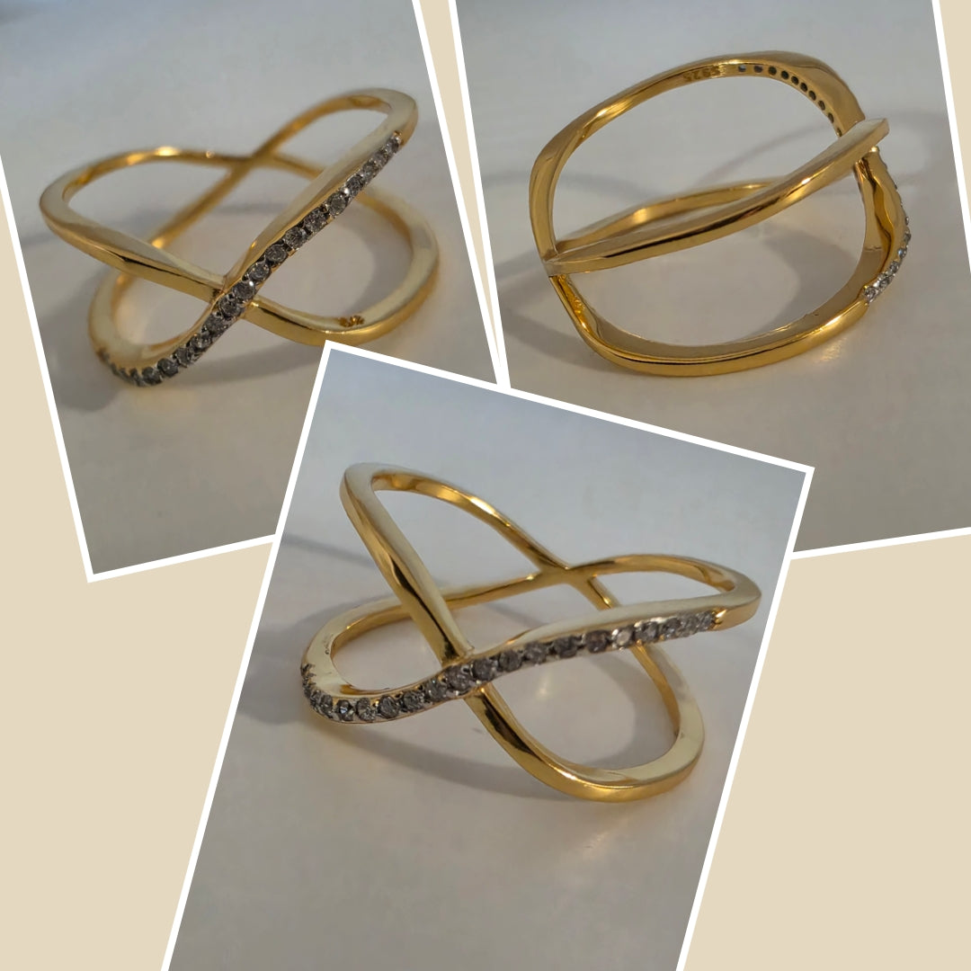 Sterling Silver 18K Gold Vermeil Lab Diamonds Ring