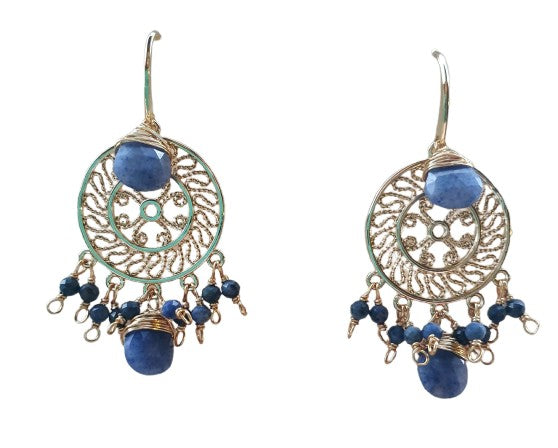 18k Gold plated Lapis drop earrings