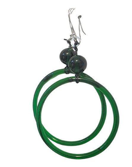 Hand Blown Glass Hoops with Sterling Silver ear wires