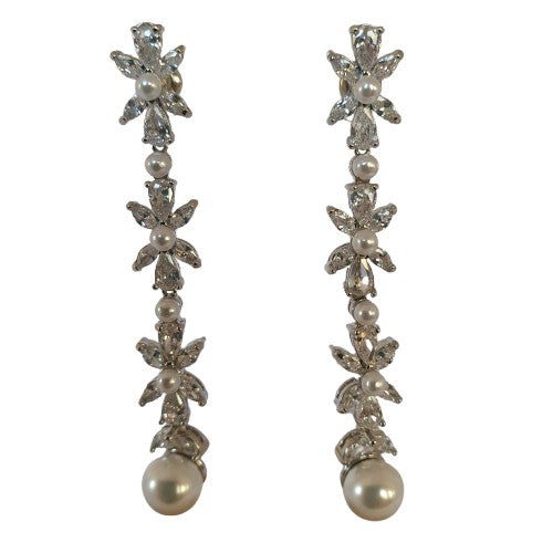 Pearl set in Stainless steel drop earrings