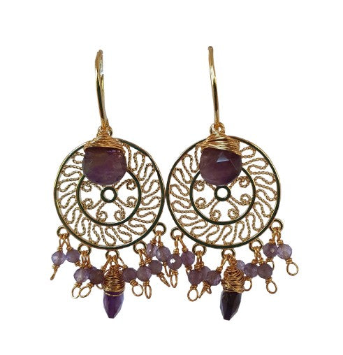 Amethyst and 18k Gold plated drop earrings
