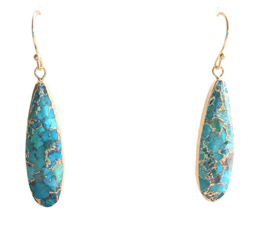 Turquoise and 18k Gold plated drop earrings