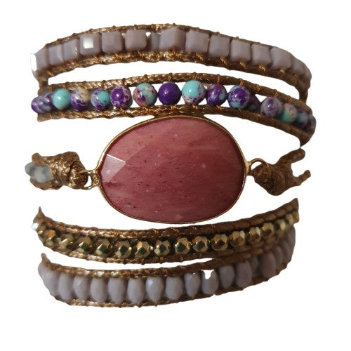 Dusky Pink Quartz stone wrap