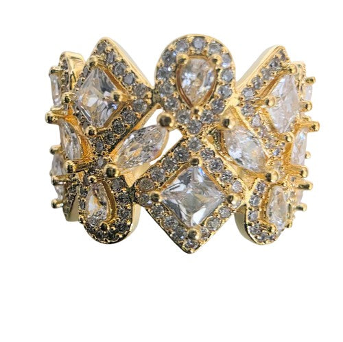 18K Gold adjustable Cubic Zirconia Ring