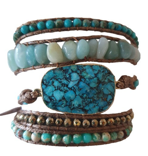 Turquoise and Amazonite stone wrap