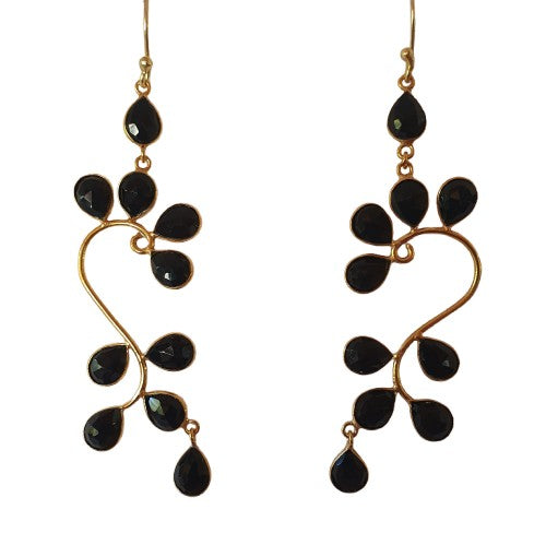 Onyx and 18k Gold plated drops