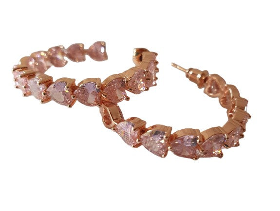 Cubic Zirconia pink hoops