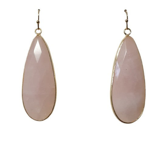 Pink Quartz and 18K Gold Plated drop earrings