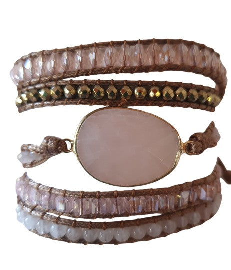 Pink Quartz and semi precious stone Wrap