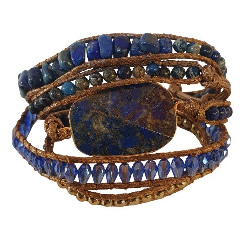 Lapis semi precious stone wrap