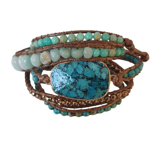 Turquoise and Amazonite stone wrap