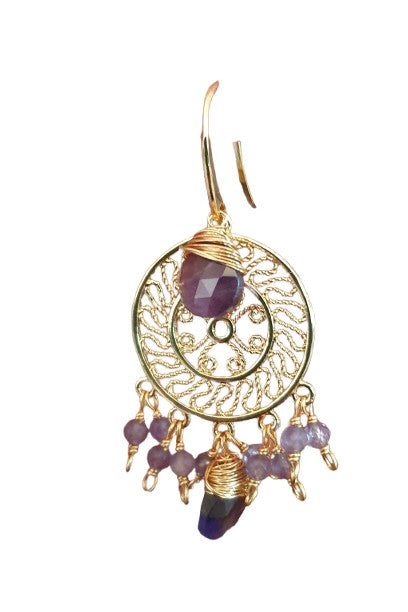 Amethyst and 18k Gold plated drop earrings