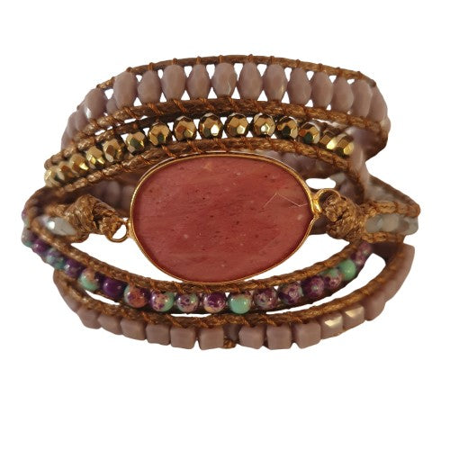 Dusky Pink Quartz stone wrap