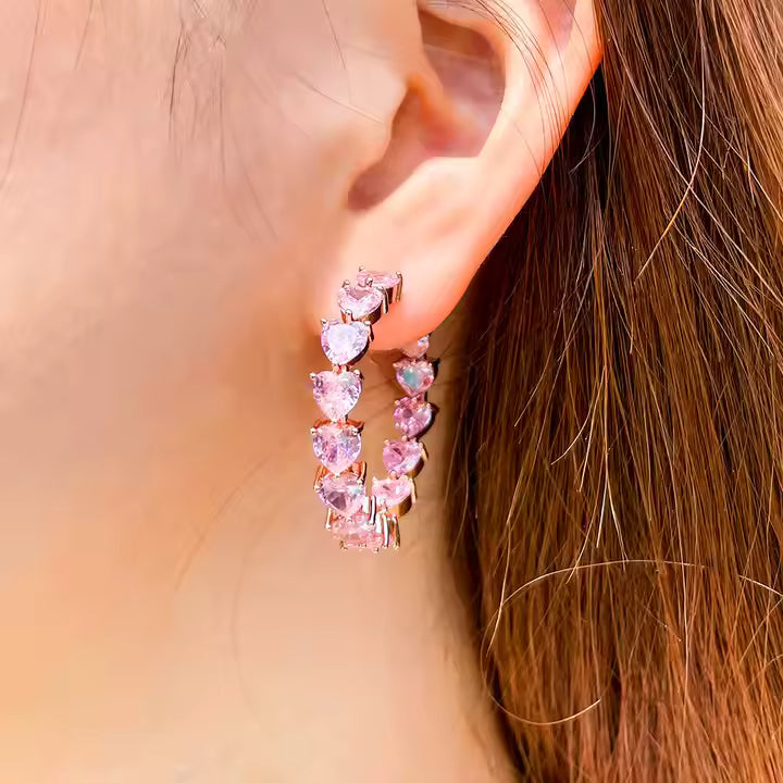 Cubic Zirconia pink hoops