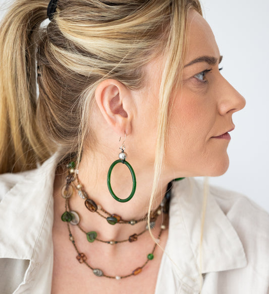 Hand Blown Glass Hoops with Sterling Silver ear wires